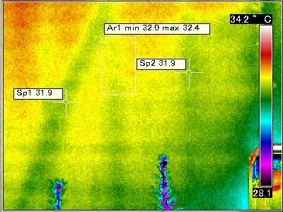赤外線サーモグラフィによる雨漏り調査画像